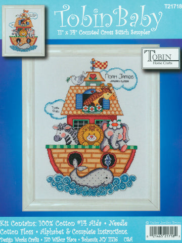 DIY Tobin Noahs Ark Baby Birth Record Gift Counted Cross Stitch Kit