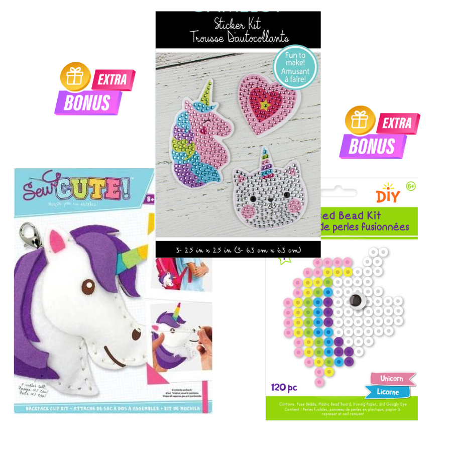 Kids Level 1 - Stamped Cross Stitch & Simple Felt - Craft Subscription Box (Recommended Age 6+)