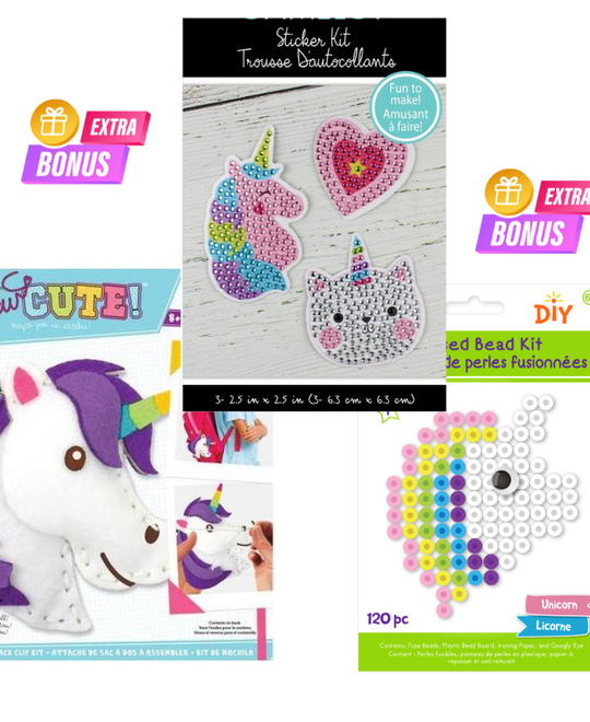 Kids Level 1 - Stamped Cross Stitch & Simple Felt - Craft Subscription Box (Recommended Age 6+)