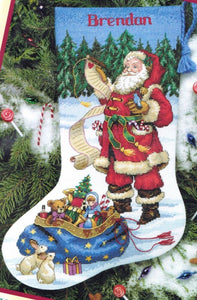 DMG Dimensions Checking His List Santa Counted Cross Stitch Stocking Kit 8645