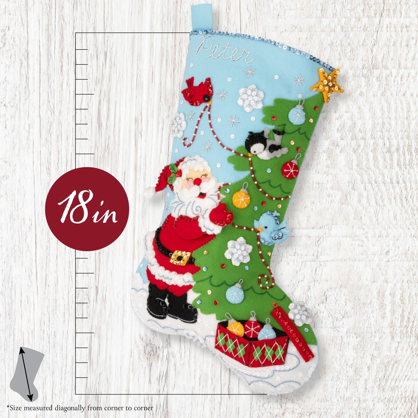 DIY Bucilla Trimming with Tweets Santa Birds Christmas Felt Stocking Kit