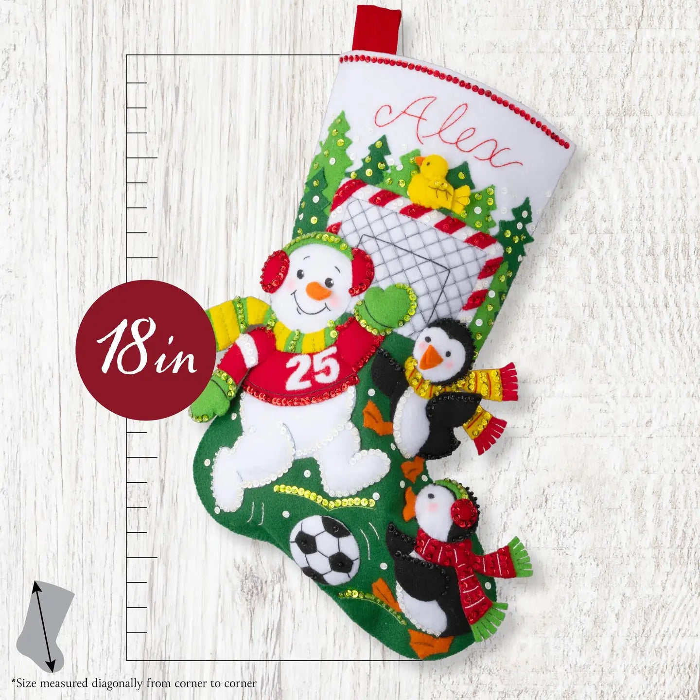 DIY Bucilla Soccer Snow Day Snowman Penguin Christmas Felt Stocking Kit 89808