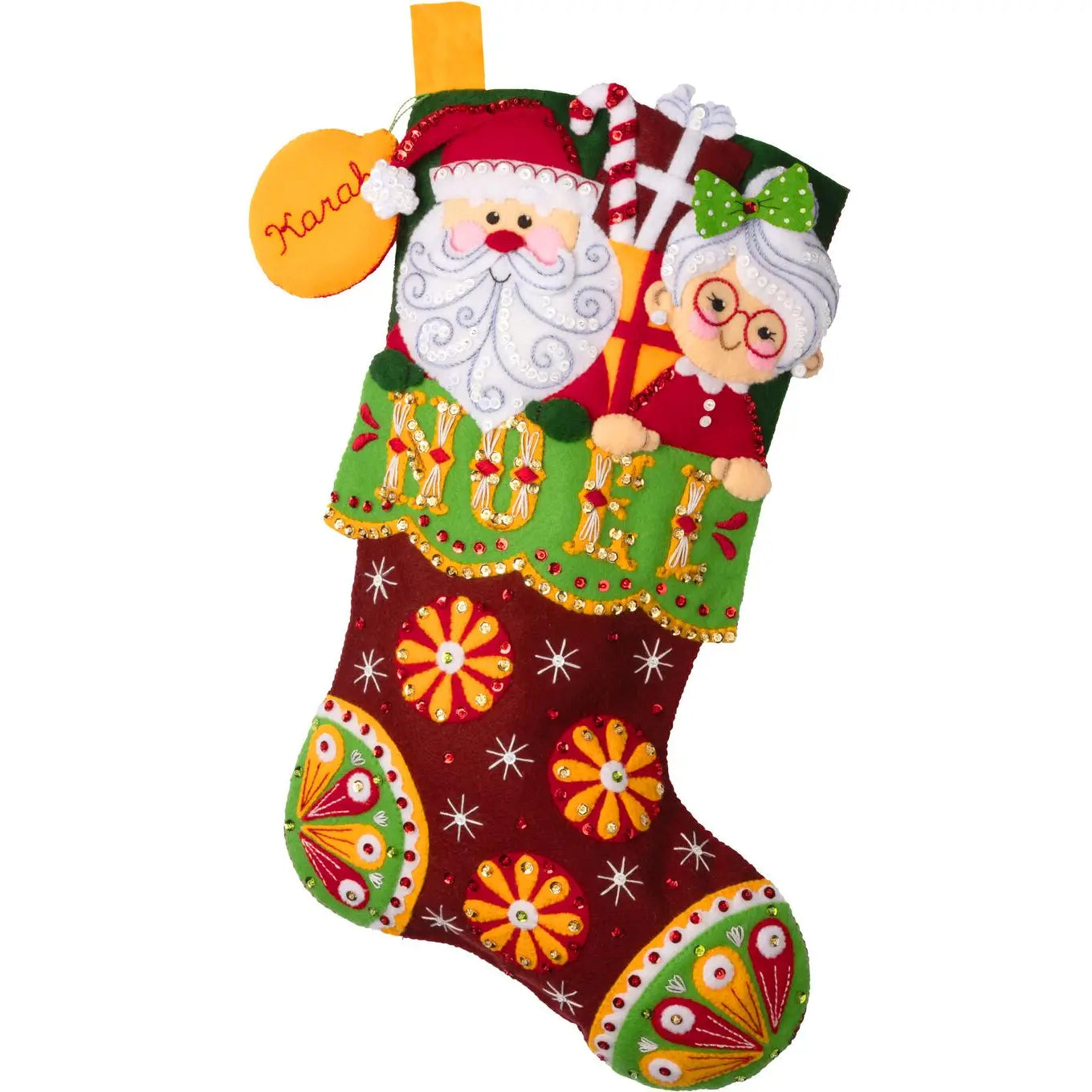 DIY Bucilla Noel Nostalgia Santa Mrs Claus Christmas Felt Stocking Kit