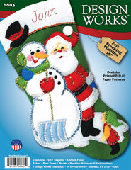 DIY Design Works Top Hat Friends Snowman Santa Christmas Felt Stocking Kit