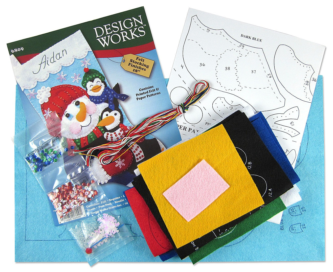 DIY Design Works Snowman Penguin Pals Christmas Felt Stocking Kit