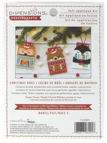 DIY Dimensions Christmas Hugs Ornament Gift Card Holder Felt Kit