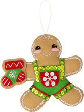 Load image into Gallery viewer, DIY Bucilla Dressed Up Gingerbread Felt Ornament Kit 89644E