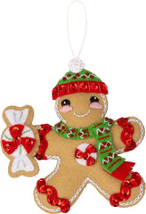 DIY Bucilla Dressed Up Gingerbread Felt Ornament Kit 89644E