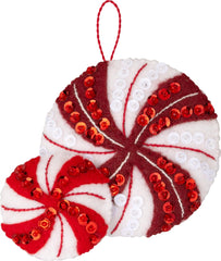 DIY Bucilla Snowmans Peppermint Collection Felt Ornament Kit 89659E