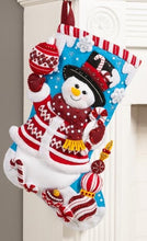 Load image into Gallery viewer, DIY Bucilla Peppermint Snowman Christmas Felt Stocking Kit 89610E