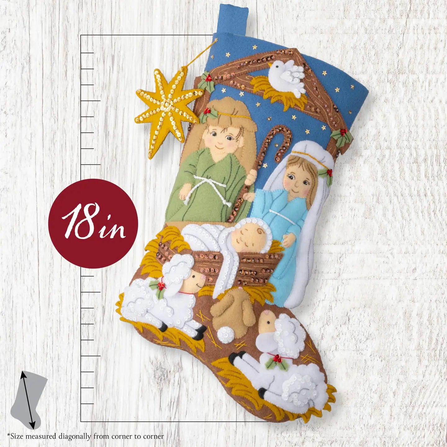 DIY Bucilla Little Blessed Nativity Manger Christmas Felt Stocking Kit 89803