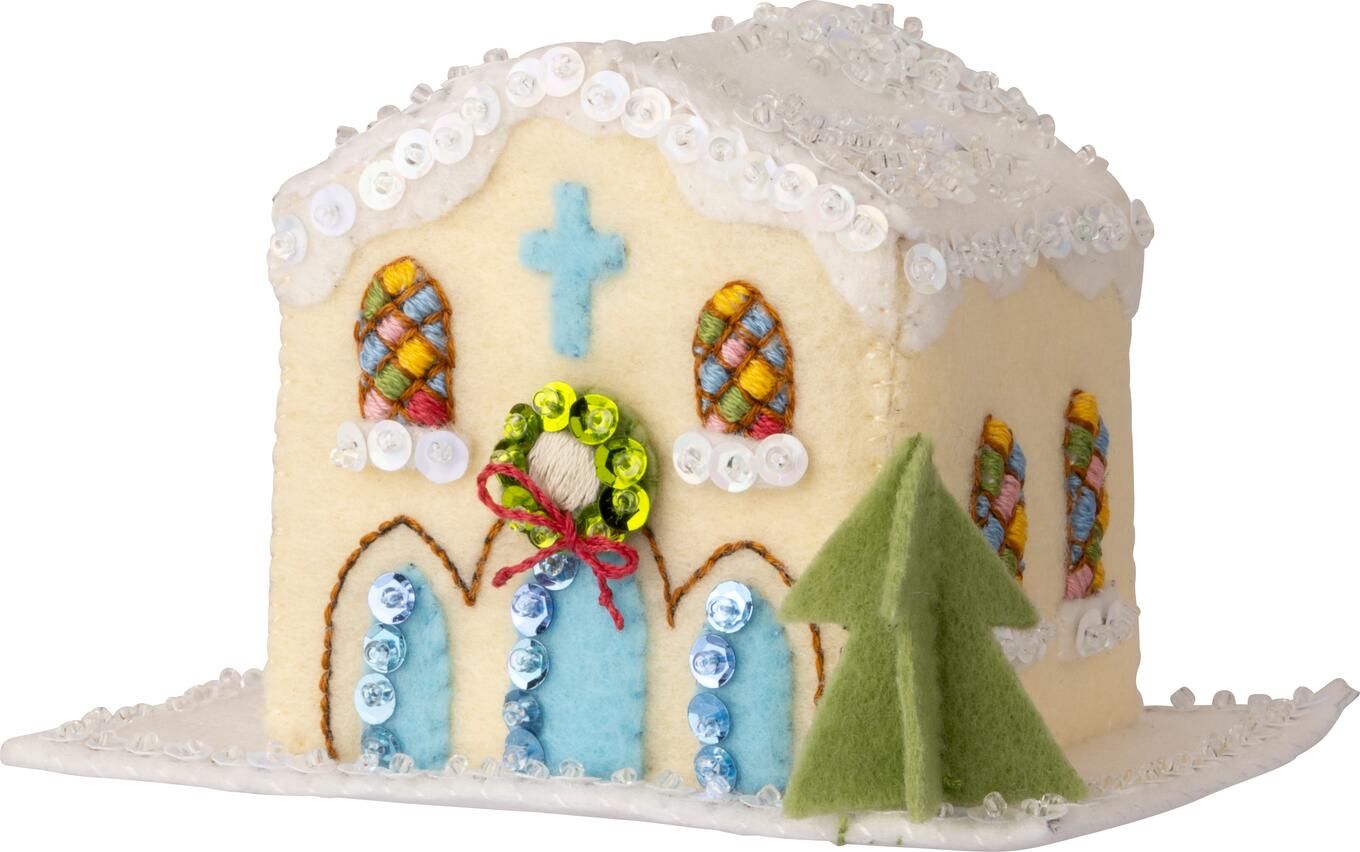 DIY Bucilla Putz Village Christmas House Felt Ornament Kit