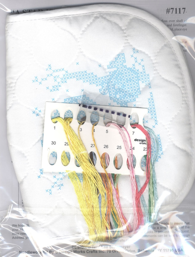 DIY Design Works Star is Born Quilted Stamped Cross Stitch Baby Bib Kit