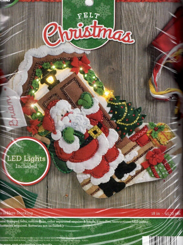 DMG DIY Bucilla Santa is Here Christmas Lighted Felt Stocking Kit 86893