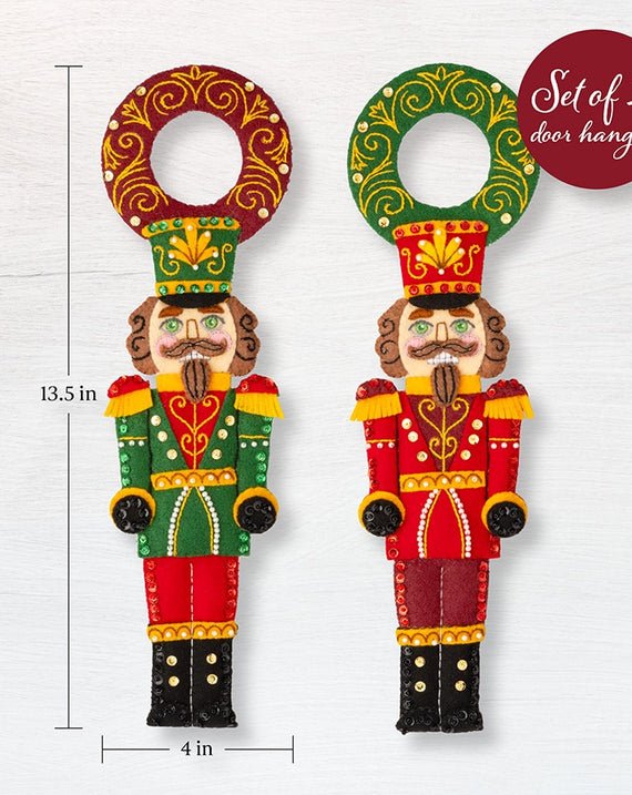 DIY Bucilla Nutcracker Duo Soldier Christmas Door Hanger Felt Kit 89704E