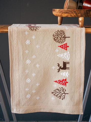 DMG DIY Vervaco Modern Christmas Designs Stamped Embroidery Table Runner Kit