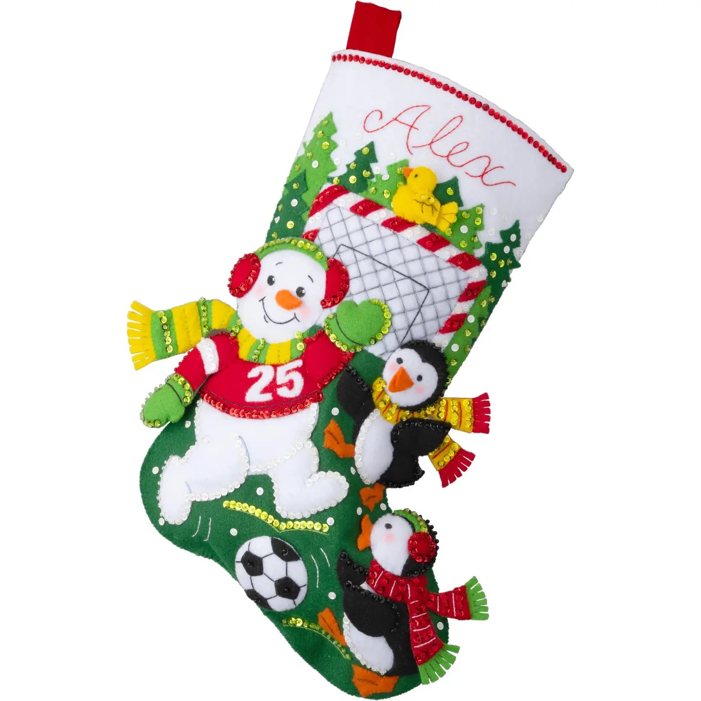 DIY Bucilla Soccer Snow Day Snowman Penguin Christmas Felt Stocking Kit 89808