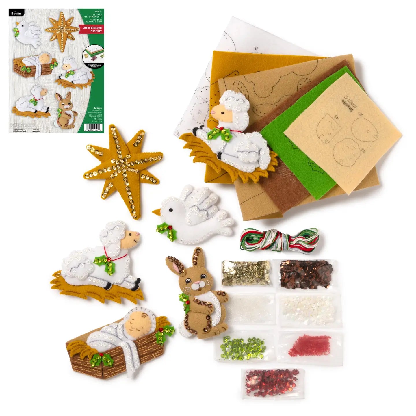 DIY Bucilla Little Blessed Nativity Manger Christmas Felt Ornament Kit