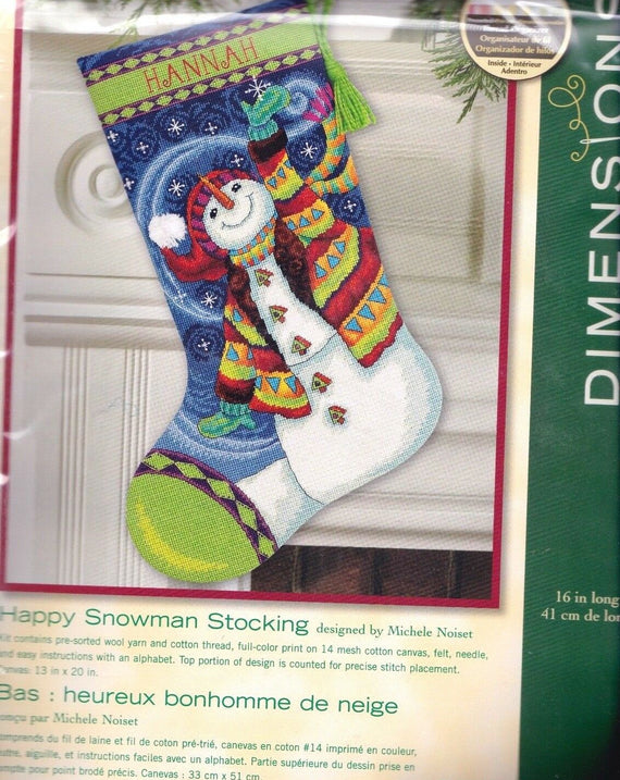 DMG DIY Dimensions Happy Snowman Christmas Needlepoint Stocking Kit 09143