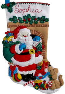 DMG DIY Bucilla Santas Visit Toys Puppy Dog Christmas Felt Stocking Kit 86702