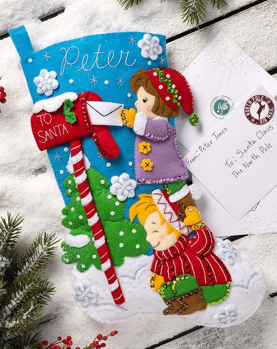 DIY Bucilla Dear Santa Mailbox Christmas Felt Stocking Kit 89583E