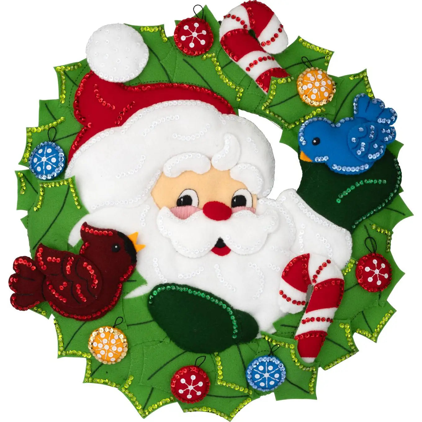 DIY Bucilla Santas Winter Birds Christmas Felt Wreath Kit 89806