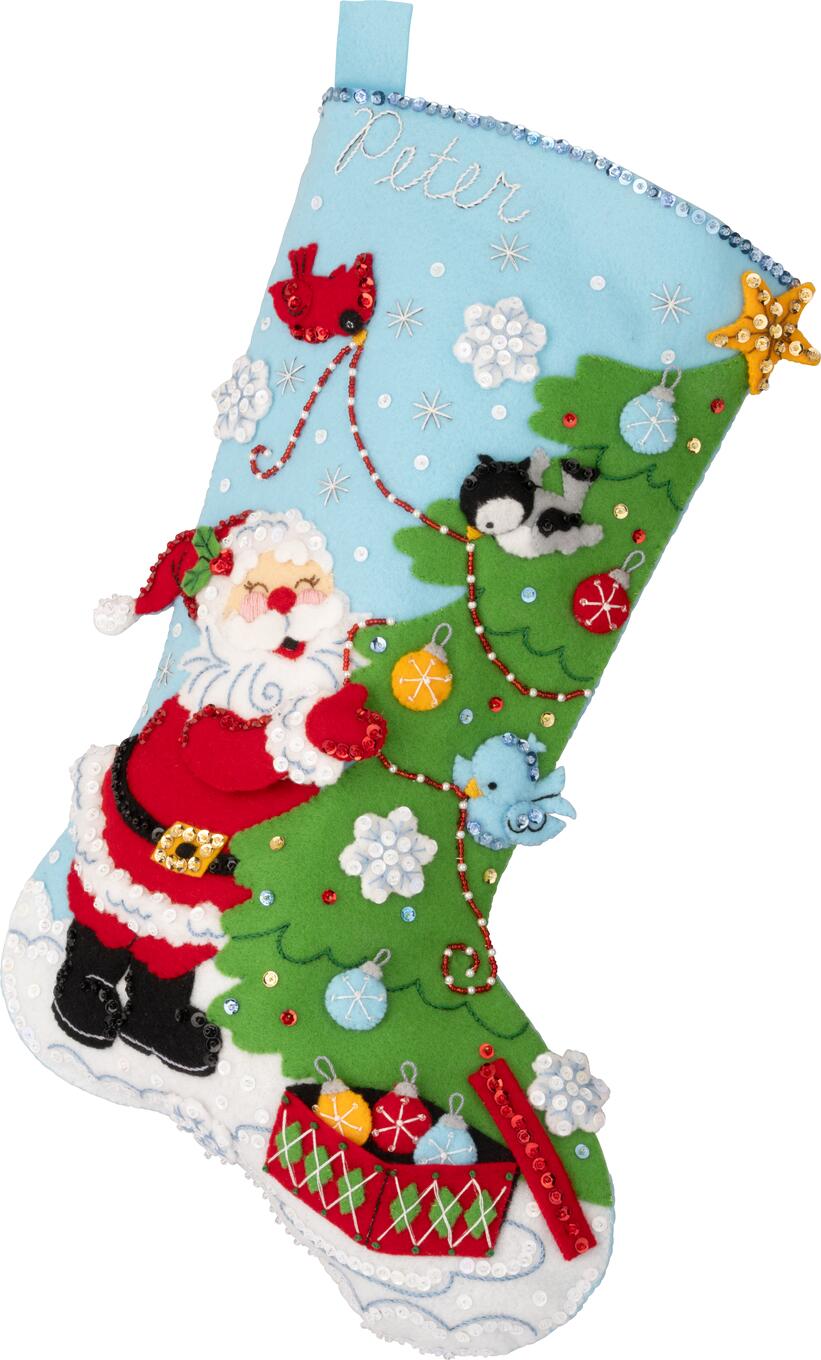 DIY Bucilla Trimming with Tweets Santa Birds Christmas Felt Stocking Kit