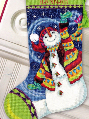 DMG DIY Dimensions Happy Snowman Christmas Needlepoint Stocking Kit 09143