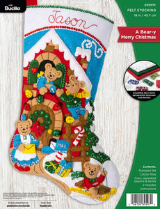 DIY Bucilla Beary Merry Christmas Bear Felt Stocking Kit 89597E