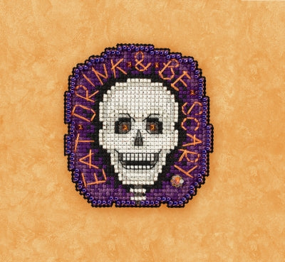DIY Mill Hill Be Scary Skeleton Halloween Counted Cross Stitch Magnet Kit