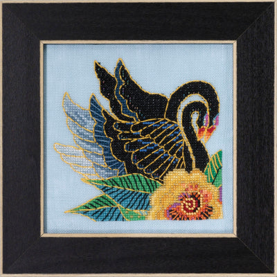 DIY Mill Hill Black Swans Beaded Counted Cross Stitch Picture Kit