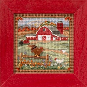 DIY Mill Hill Country Morning Farm Beaded Counted Cross Stitch Picture Kit