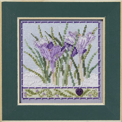 DIY Mill Hill Crocuses Flowers Beaded Counted Cross Stitch Picture Kit