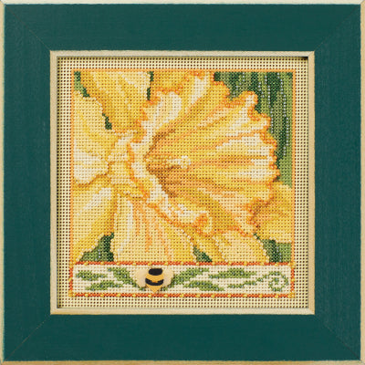 DIY Mill Hill Daffodil Flower Spring Beaded Counted Cross Stitch Picture Kit