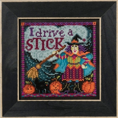 DIY Mill Hill Drive a Stick Halloween Beaded Counted Cross Stitch Picture Kit