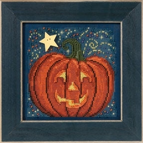 DIY Mill Hill Midnight Pumpkin Halloween Button Bead Cross Stitch Picture Kit