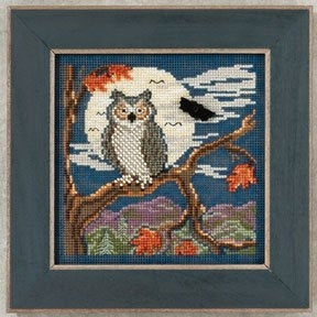 DIY Mill Hill Night Owl Halloween Button Bead Cross Stitch Picture Kit