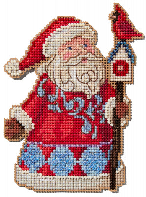 DIY Mill Hill Santa Cardinal Bird Christmas Counted Cross Stitch Ornament Kit