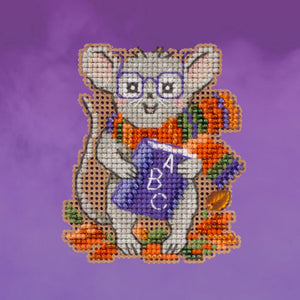 DIY Mill Hill School Mouse Halloween Counted Cross Stitch Magnet Kit