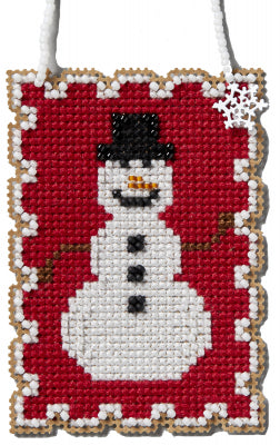 DIY Mill Hill Snowman Christmas Beaded Counted Cross Stitch Ornament Kit