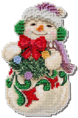 DIY Mill Hill Snowman Earmuffs Christmas Counted Cross Stitch Ornament Kit