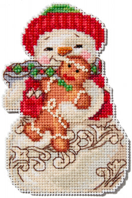 DIY Mill Hill Snowman Gingerbread Christmas Counted Cross Stitch Ornament Kit