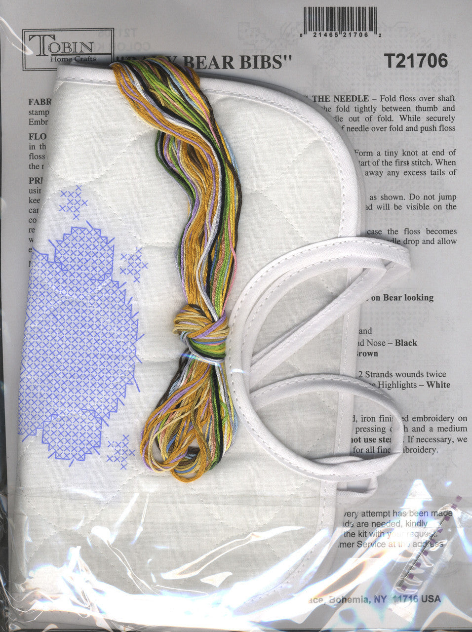 DIY Design Works Baby Bears Quilted Stamped Cross Stitch Baby Bib Kit