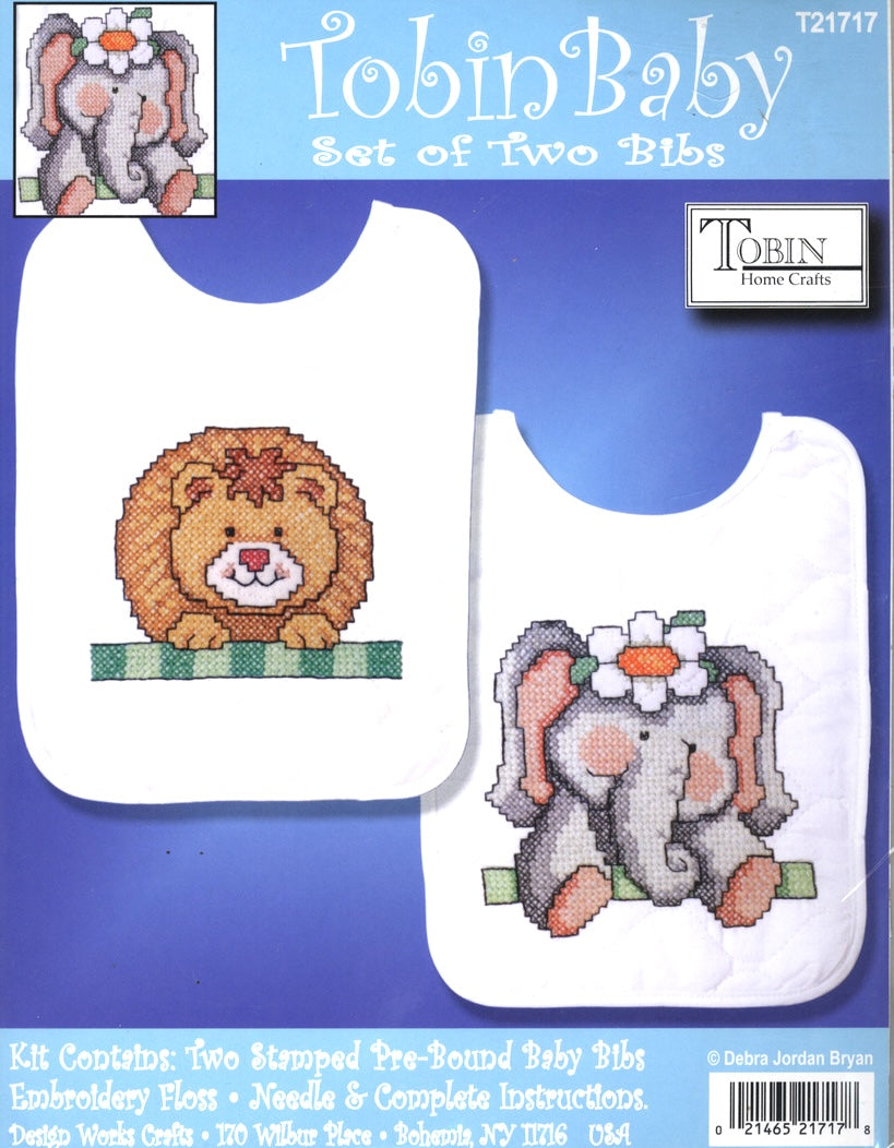 DIY Design Works Noahs Ark Quilted Stamped Cross Stitch Baby Bib Kit