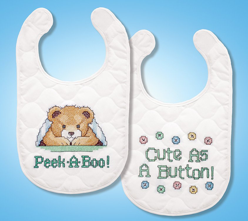 DIY Design Works Under the Covers Quilted Stamped Cross Stitch Baby Bib Kit