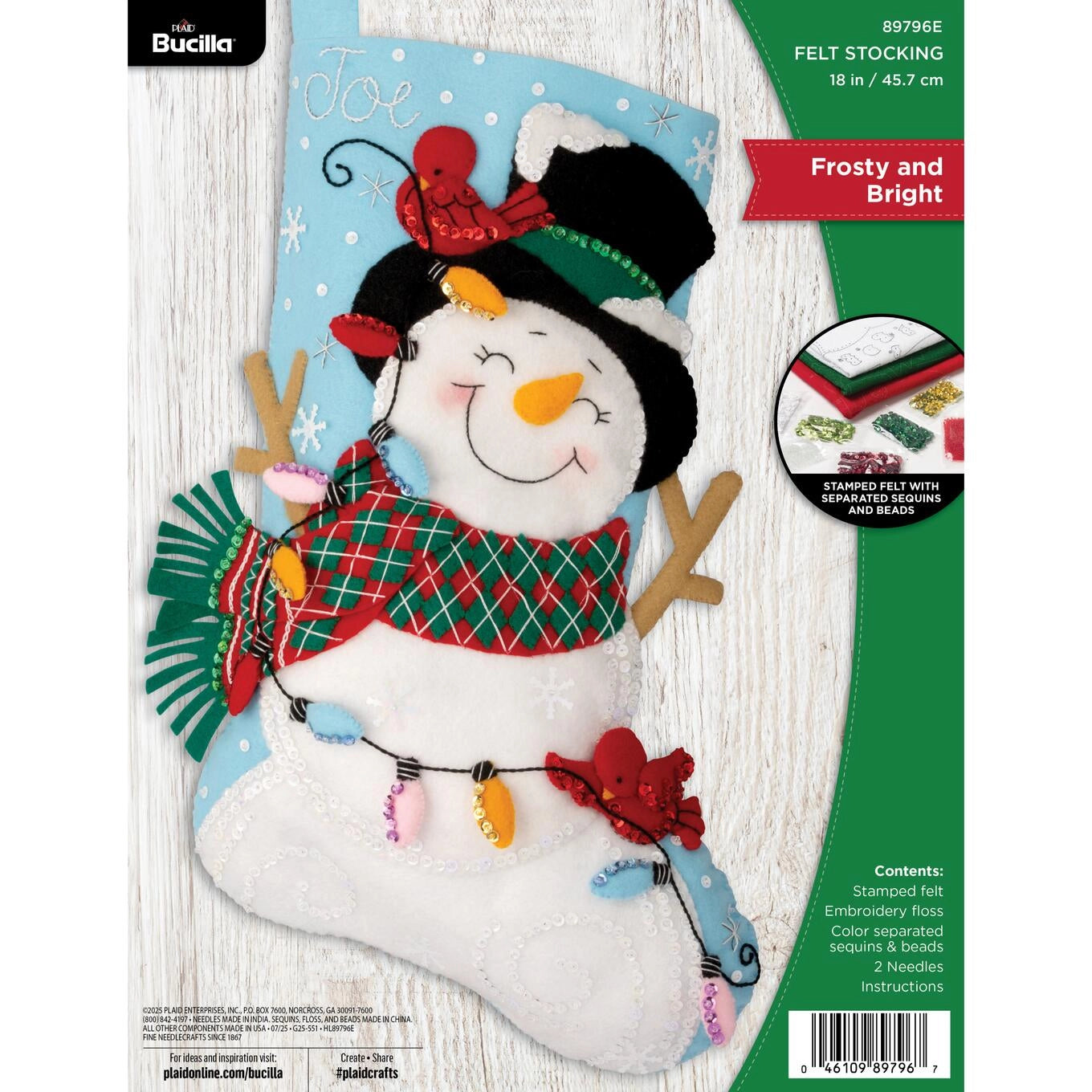 DIY Bucilla Frosty and Bright Snowman Christmas Felt Stocking Kit