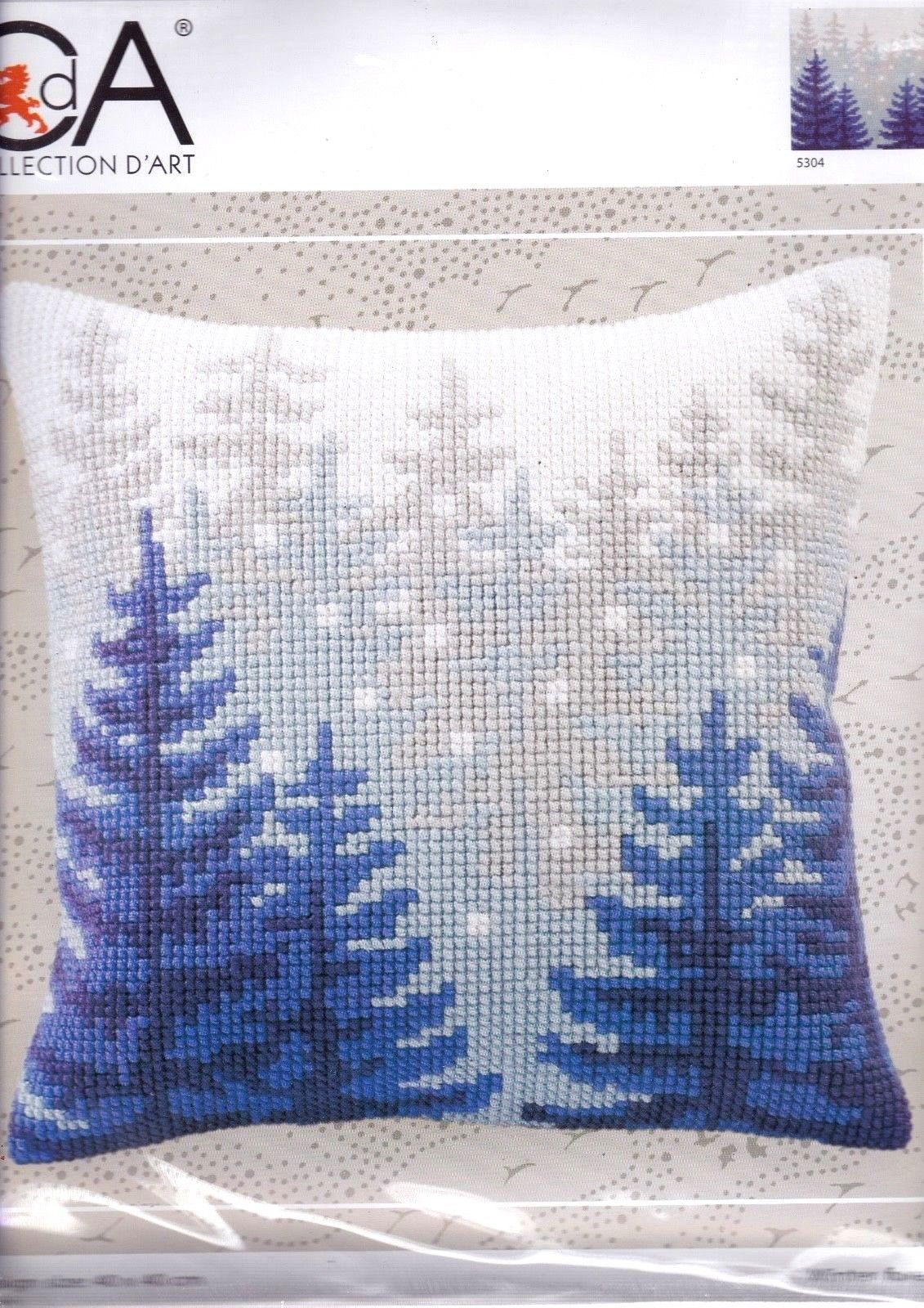 DIY Collection D'Art Winter Forest Christmas Chunky Needlepoint Pillow Top Kit