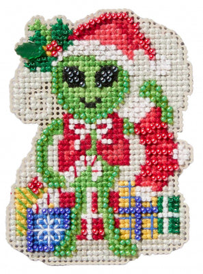 DIY Mill Hill Alien Elf Christmas Counted Cross Stitch Magnet Kit