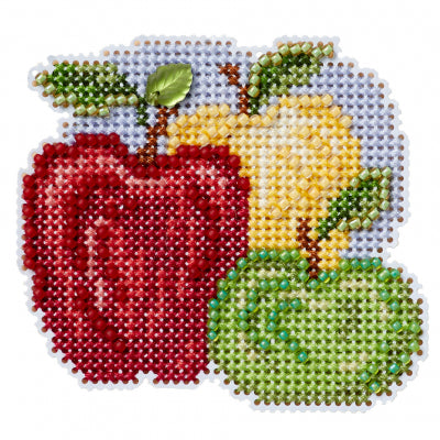 DIY Mill Hill Apple Trio Fall Counted Cross Stitch Magnet Kit