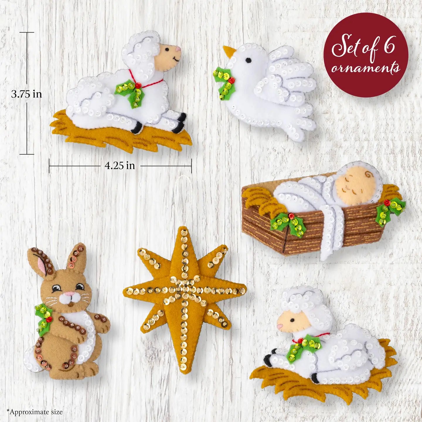 DIY Bucilla Little Blessed Nativity Manger Christmas Felt Ornament Kit